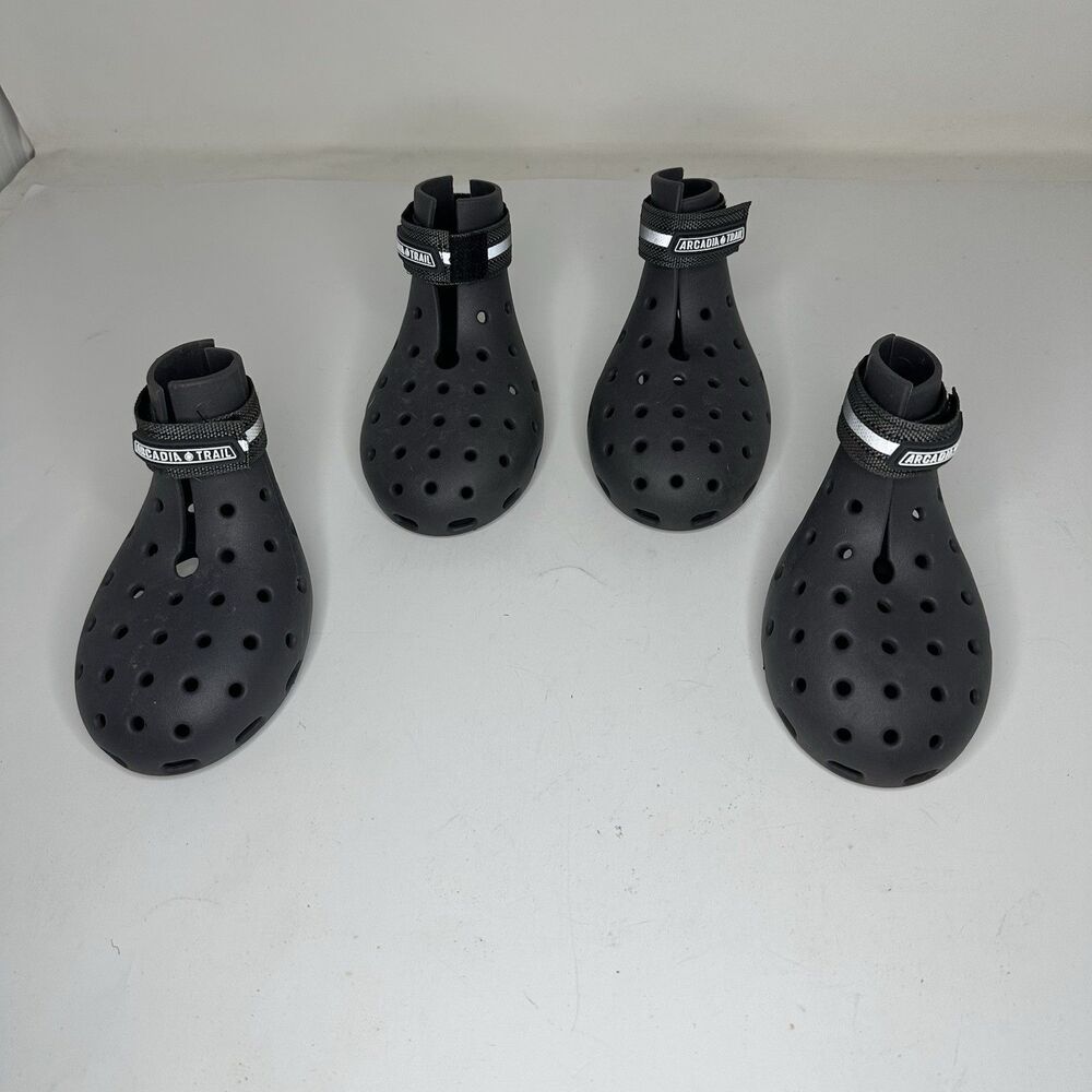 Arcadia Trail Dog Boots XL Set of 4 Black Crocs-Style Protective Paw Shoes